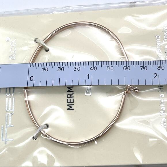 Fresh & Co Brass Rose Gold Tone Mermaid Inscribed Thin Bangle Bracelet - NEW - Picture 5 of 7